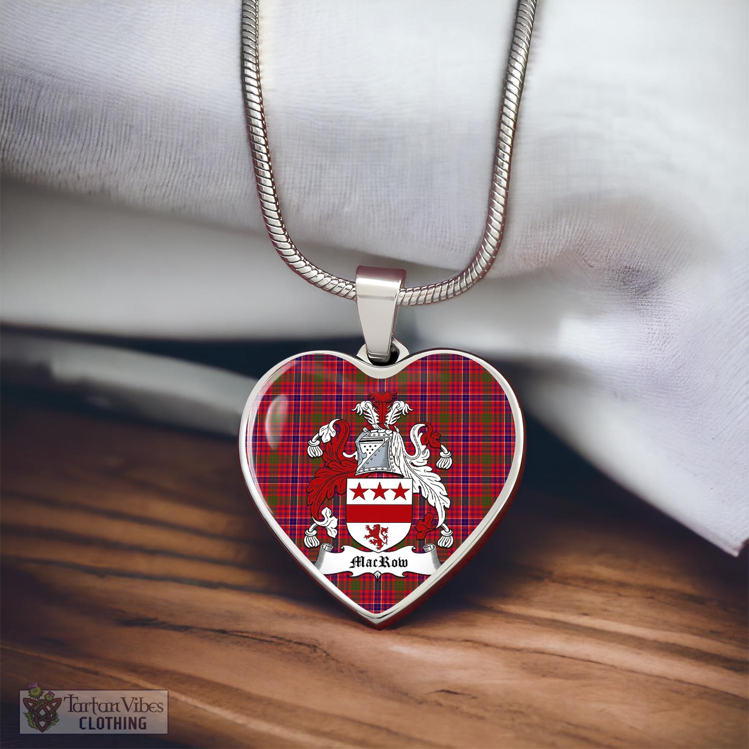 Tartan Vibes Clothing MacRow Tartan Heart Necklace with Family Crest