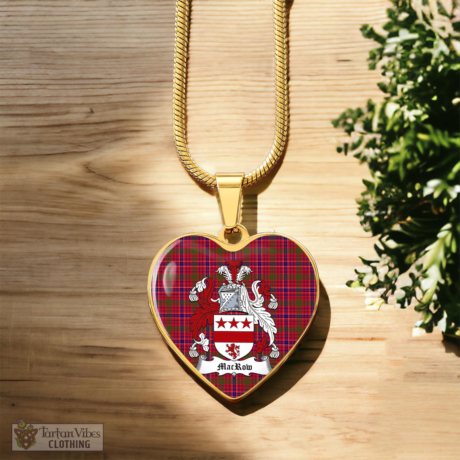 Tartan Vibes Clothing MacRow Tartan Heart Necklace with Family Crest