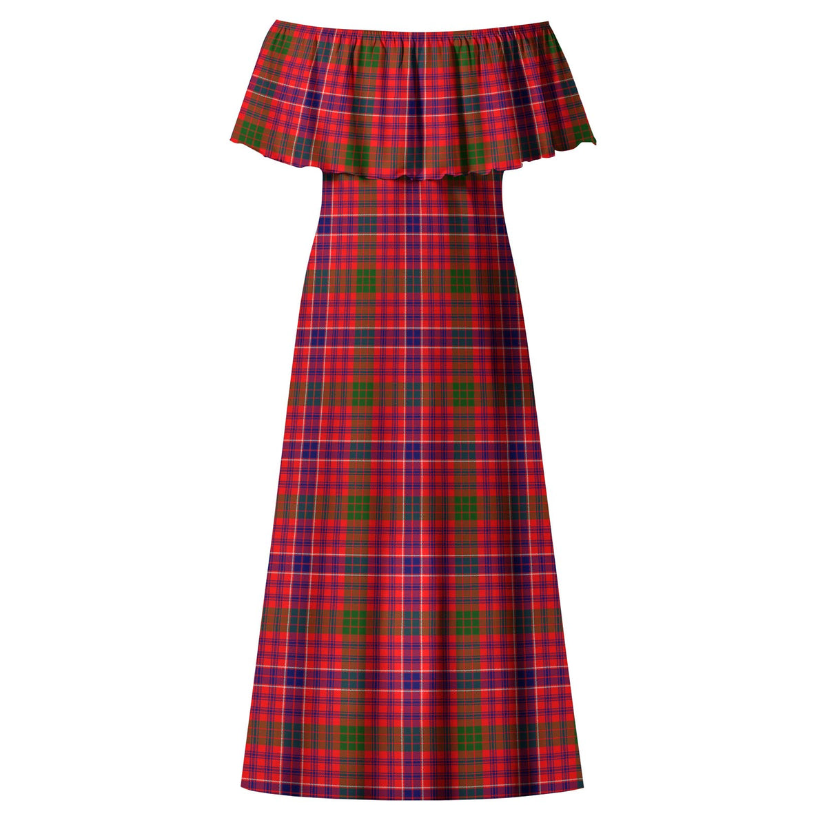MacRow Tartan Off Shoulder Long Dress - Tartan Vibes Clothing