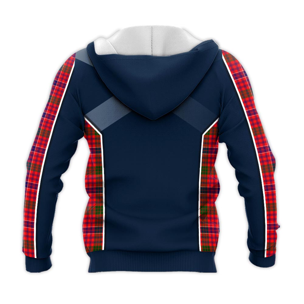 Tartan Vibes Clothing MacRow Tartan Knitted Hoodie with Family Crest and Scottish Thistle Vibes Sport Style