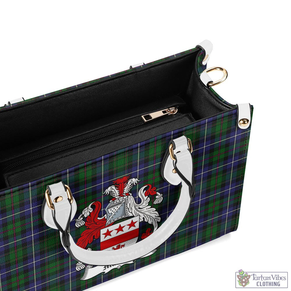 Tartan Vibes Clothing MacRow Hunting Tartan Luxury Leather Handbags with Family Crest