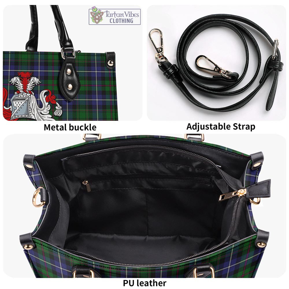 Tartan Vibes Clothing MacRow Hunting Tartan Luxury Leather Handbags with Family Crest