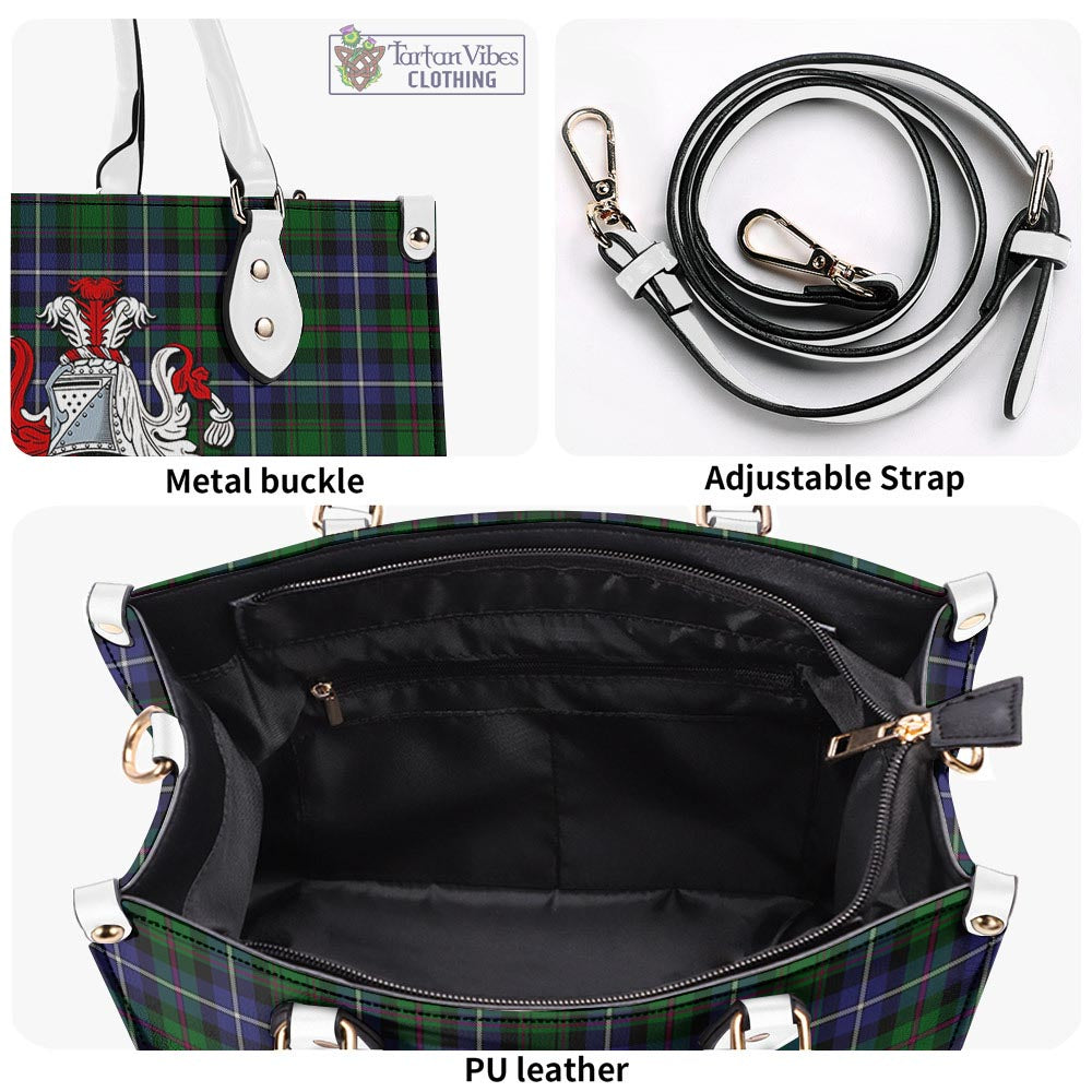 Tartan Vibes Clothing MacRow Hunting Tartan Luxury Leather Handbags with Family Crest