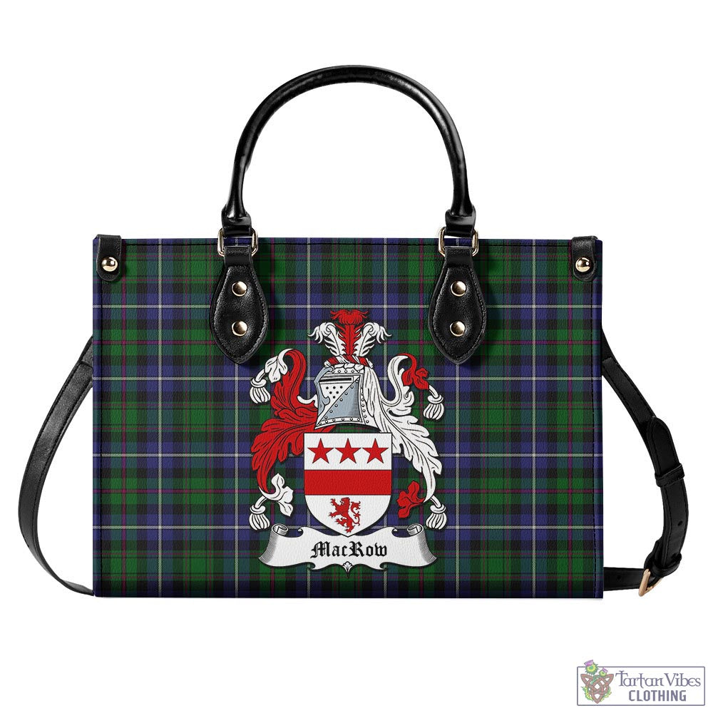 Tartan Vibes Clothing MacRow Hunting Tartan Luxury Leather Handbags with Family Crest