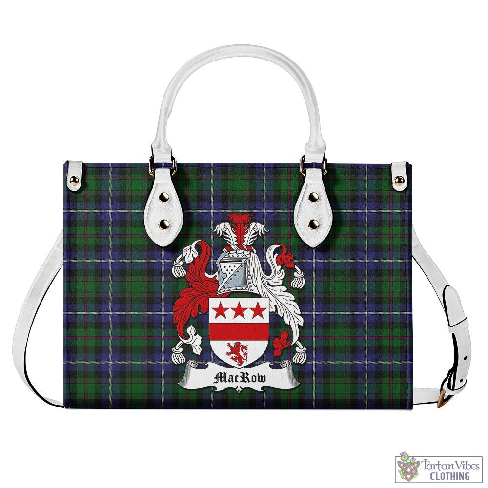 Tartan Vibes Clothing MacRow Hunting Tartan Luxury Leather Handbags with Family Crest