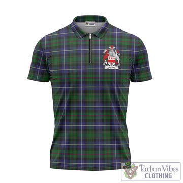 MacRow Hunting Tartan Zipper Polo Shirt with Family Crest Unisex - Tartan Vibes Clothing