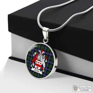 MacRow Hunting Tartan Circle Necklace with Family Crest