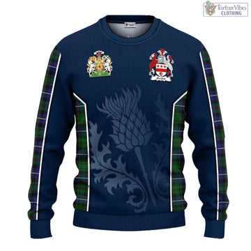 MacRow Hunting Tartan Knitted Sweatshirt with Family Crest and Scottish Thistle Vibes Sport Style