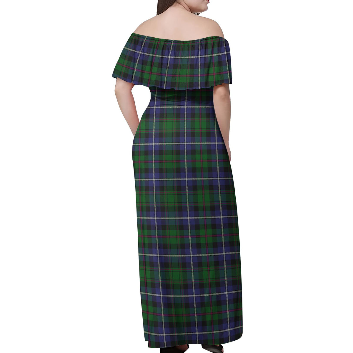 MacRow Hunting Tartan Off Shoulder Long Dress - Tartan Vibes Clothing