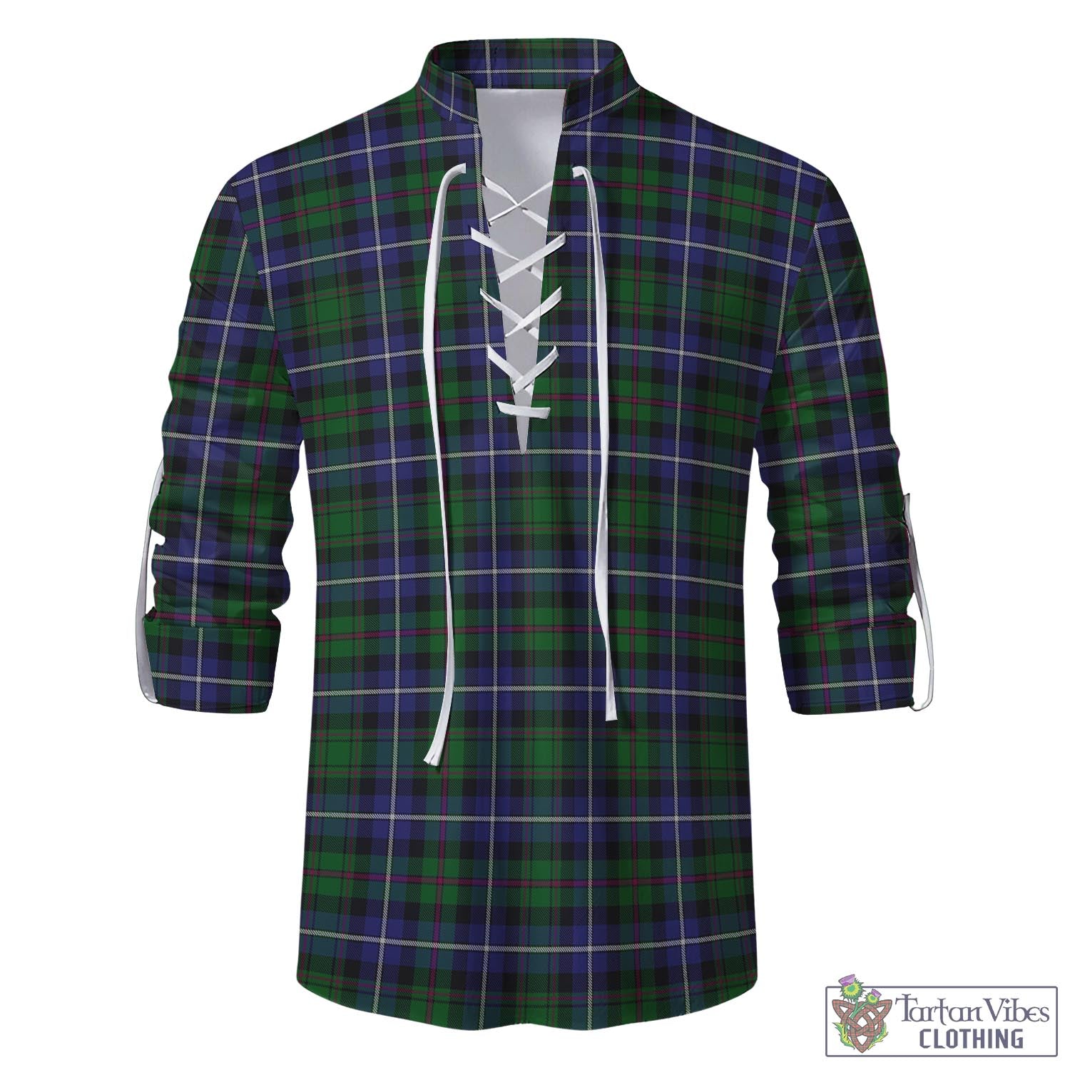 Tartan Vibes Clothing MacRow Hunting Tartan Men's Scottish Traditional Jacobite Ghillie Kilt Shirt