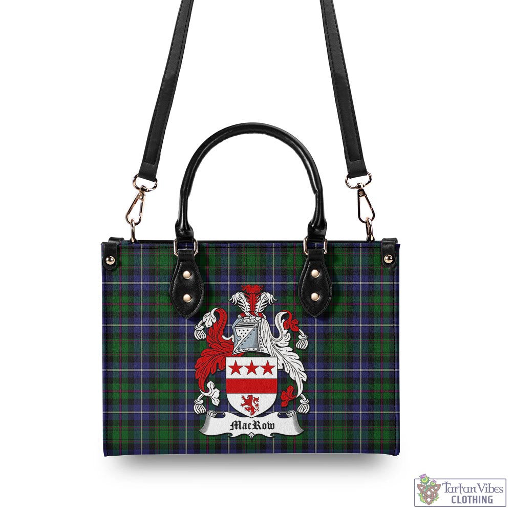 Tartan Vibes Clothing MacRow Hunting Tartan Luxury Leather Handbags with Family Crest