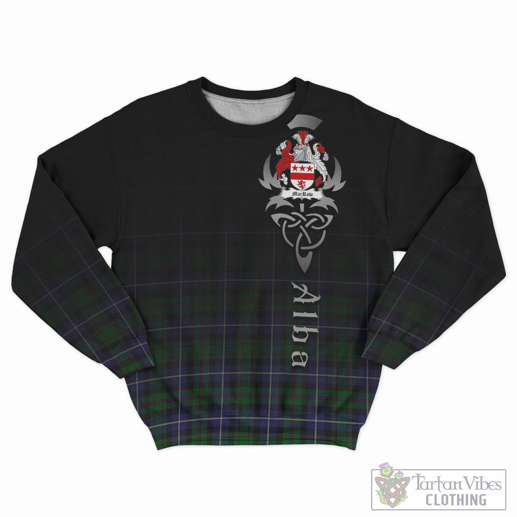 Tartan Vibes Clothing MacRow Hunting Tartan Sweatshirt Featuring Alba Gu Brath Family Crest Celtic Inspired