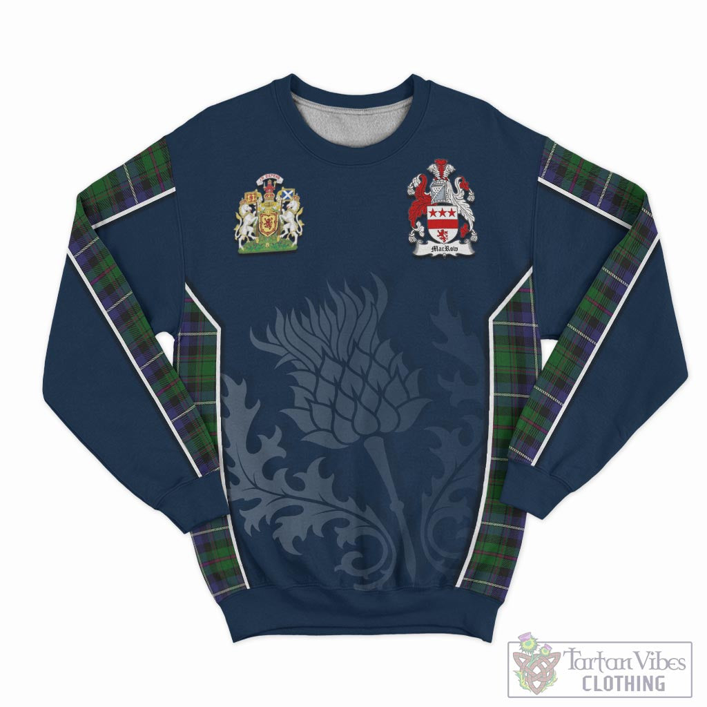 Tartan Vibes Clothing MacRow Hunting Tartan Sweatshirt with Family Crest and Scottish Thistle Vibes Sport Style