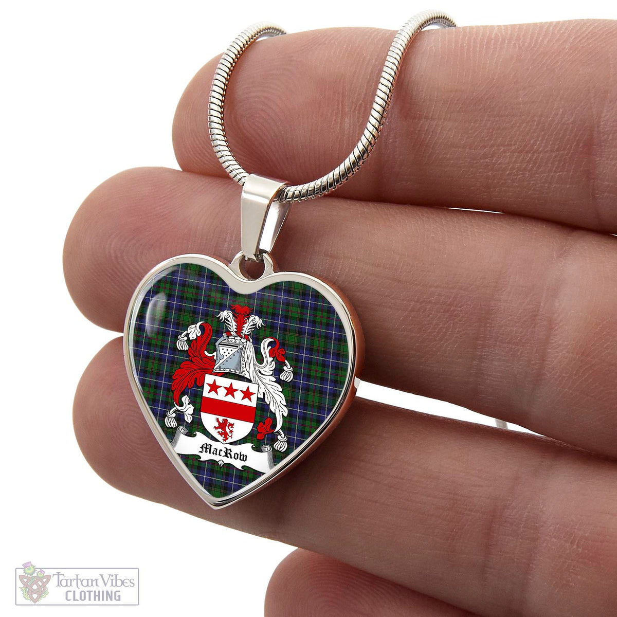MacRow Hunting Tartan Heart Necklace with Family Crest - Tartan Vibes Clothing