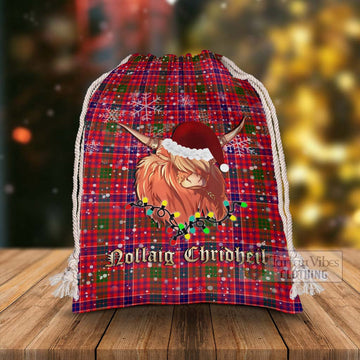 MacRow (McRow) Tartan Christmas Santa's Bag with Twinkle Highland Cattle