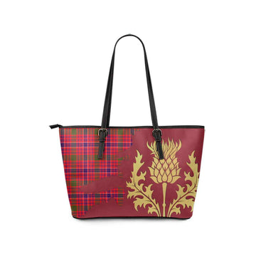 MacRow (McRow) Tartan Leather Tote Bag Gold Thistle Style - Tartan Vibes Clothing
