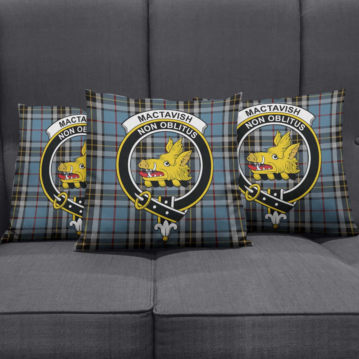 MacTavish Dress Tartan Pillow Cover with Family Crest Square Pillow Cover - Tartanvibesclothing