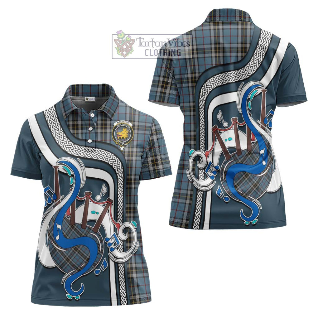 MacTavish Dress Tartan Women's Polo Shirt with Epic Bagpipe Style Women - Tartanvibesclothing Shop