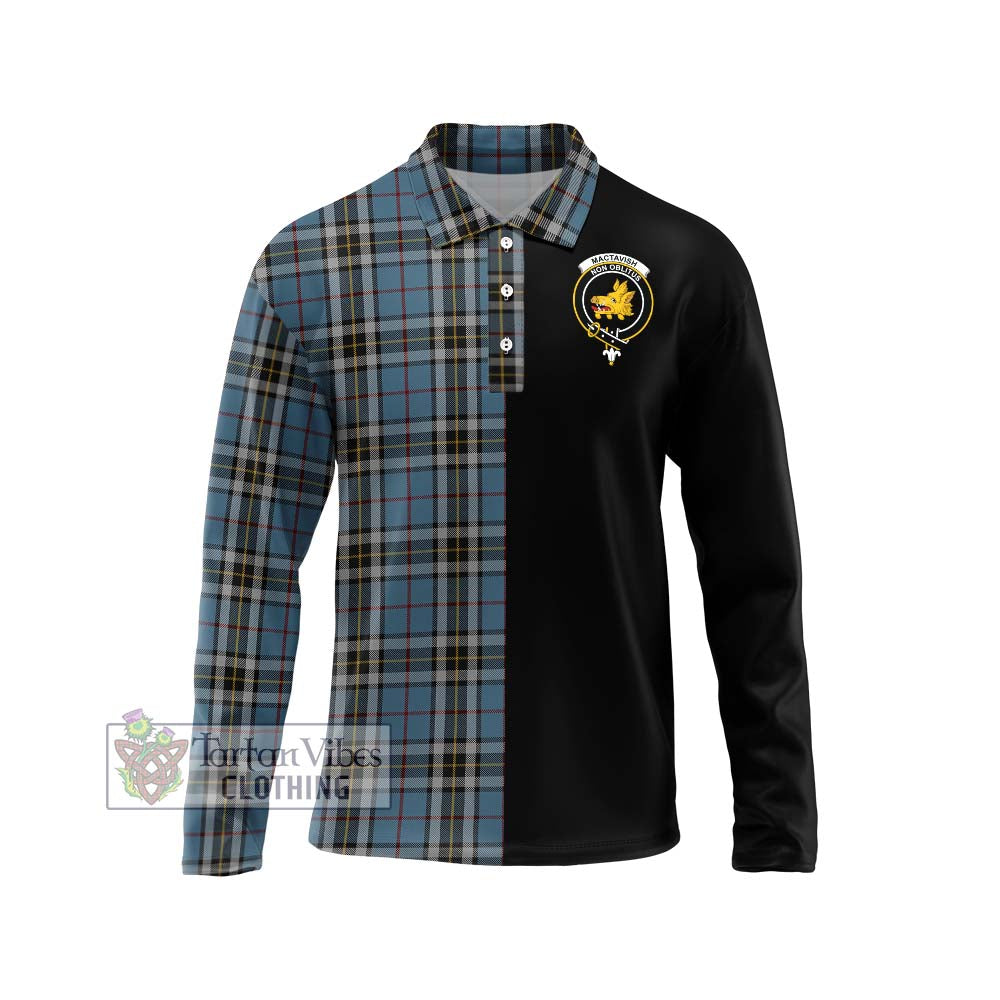 MacTavish Dress Tartan Long Sleeve Polo Shirt with Family Crest and Half Of Me Style Unisex - Tartanvibesclothing Shop