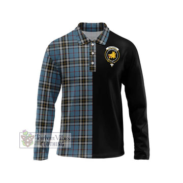 MacTavish Dress Tartan Long Sleeve Polo Shirt with Family Crest and Half Of Me Style