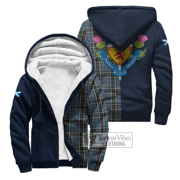 MacTavish Dress Tartan Sherpa Hoodie Alba with Scottish Lion Royal Arm Half Style