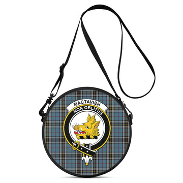 MacTavish Dress Tartan Round Satchel Bags with Family Crest