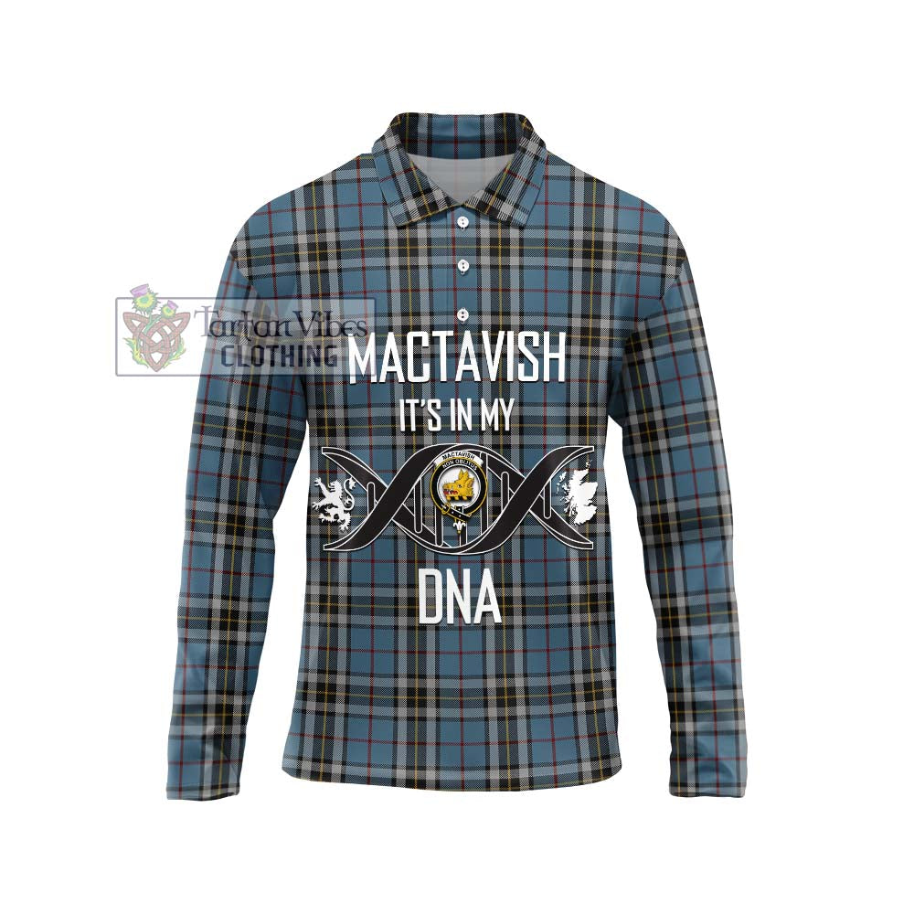 MacTavish Dress Tartan Long Sleeve Polo Shirt with Family Crest DNA In Me Style Unisex - Tartanvibesclothing Shop