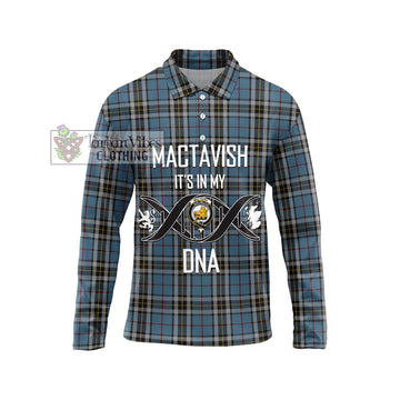 MacTavish Dress Tartan Long Sleeve Polo Shirt with Family Crest DNA In Me Style