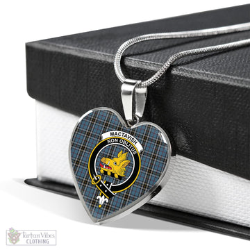 MacTavish Dress Tartan Heart Necklace with Family Crest