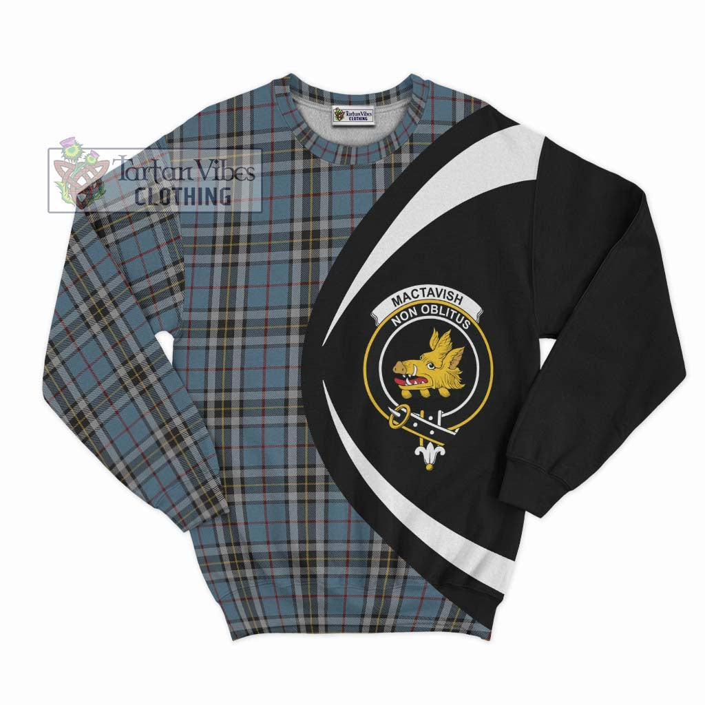 MacTavish Dress Tartan Sweatshirt with Family Crest Circle Style Unisex - Tartan Vibes Clothing