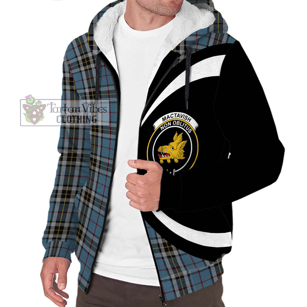 MacTavish Dress Tartan Sherpa Hoodie with Family Crest Circle Style Unisex S - Tartan Vibes Clothing