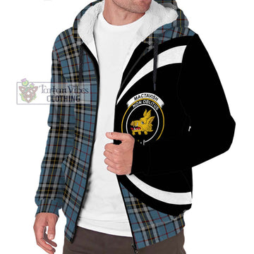 MacTavish Dress Tartan Sherpa Hoodie with Family Crest Circle Style