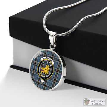 MacTavish Dress Tartan Circle Necklace with Family Crest