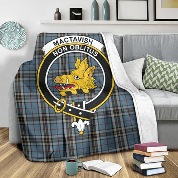 MacTavish Dress Tartan Blanket with Family Crest