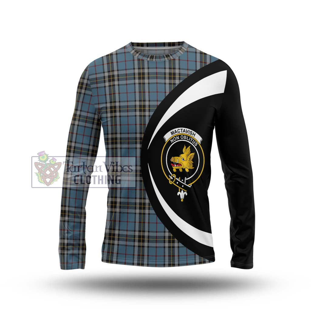 MacTavish Dress Tartan Long Sleeve T-Shirt with Family Crest Circle Style Unisex - Tartan Vibes Clothing