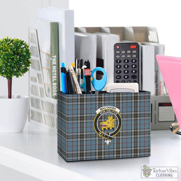 MacTavish Dress Tartan Pen Holder with Family Crest