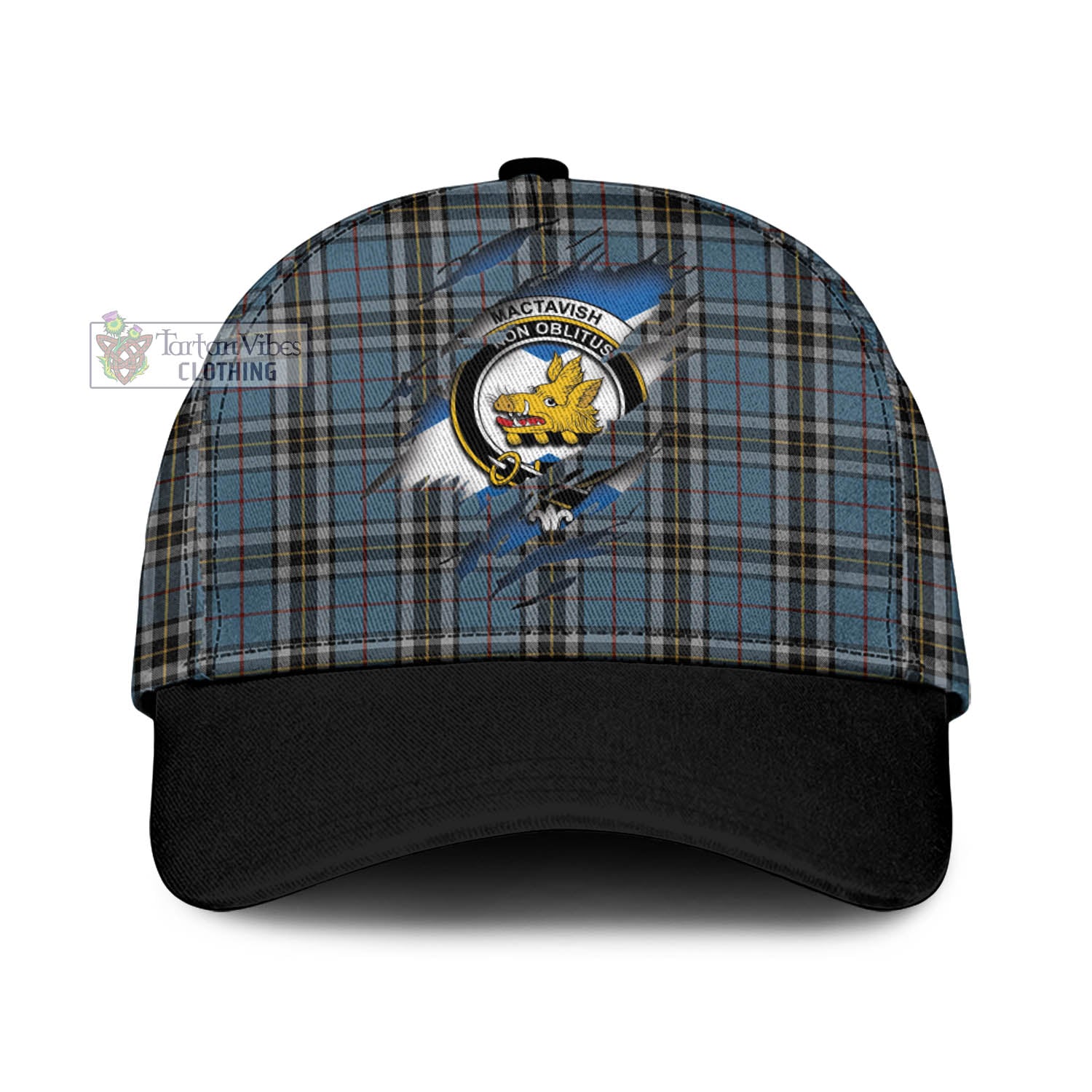 Tartan Vibes Clothing MacTavish Dress Tartan Classic Cap with Family Crest In Me Style