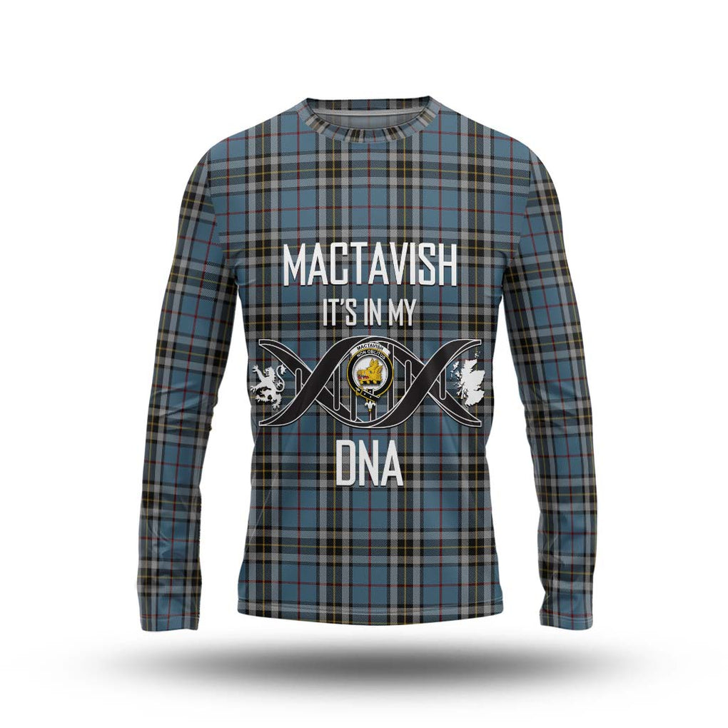 MacTavish Dress Tartan Long Sleeve T-Shirt with Family Crest DNA In Me Style Unisex - Tartanvibesclothing Shop