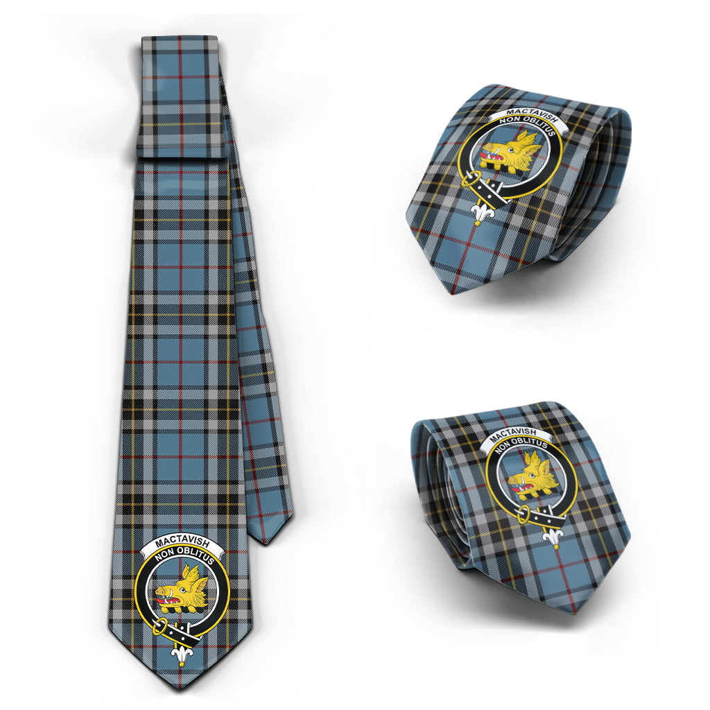 MacTavish Dress Tartan Classic Necktie with Family Crest Necktie One Size - Tartan Vibes Clothing