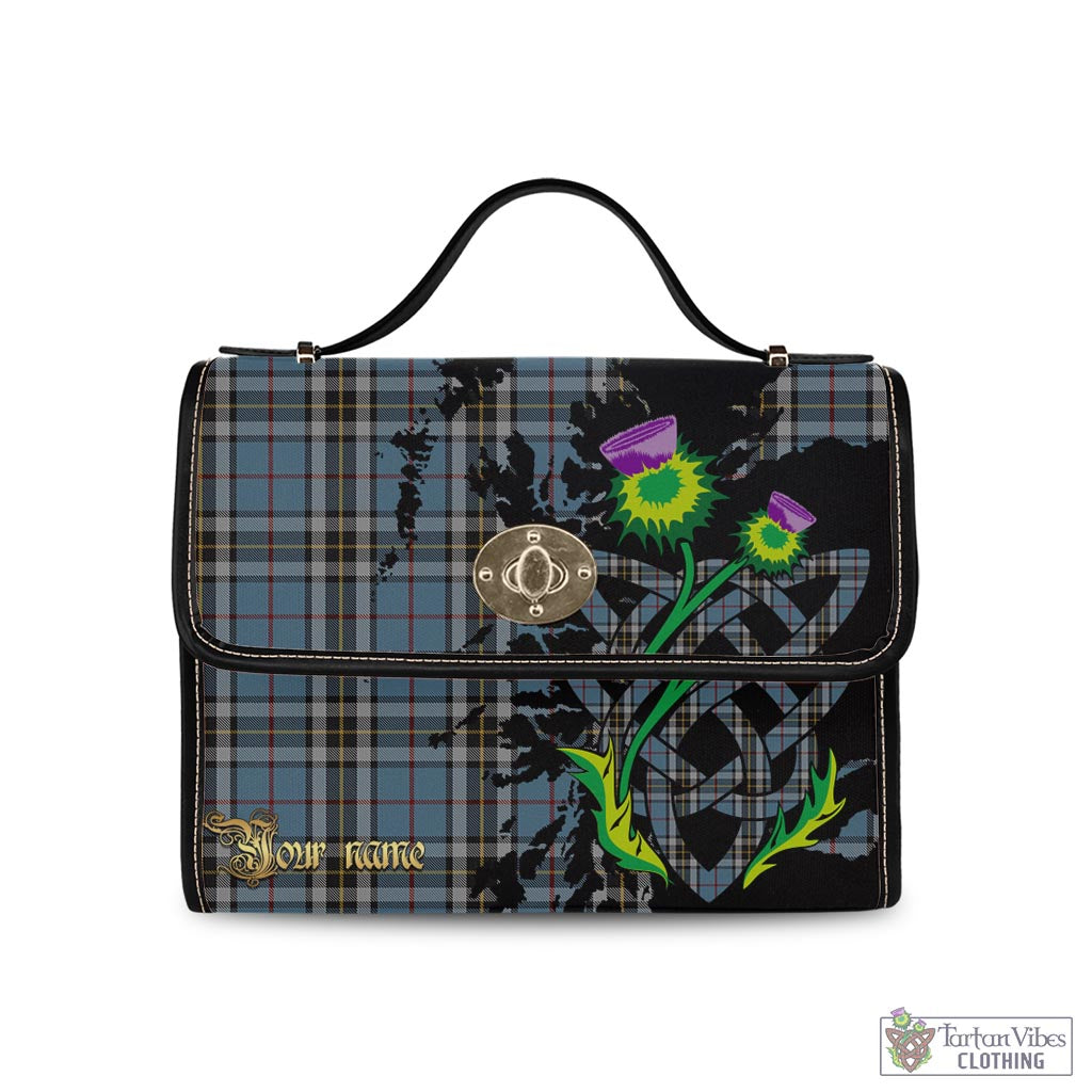 Tartan Vibes Clothing MacTavish Dress Tartan Waterproof Canvas Bag with Scotland Map and Thistle Celtic Accents