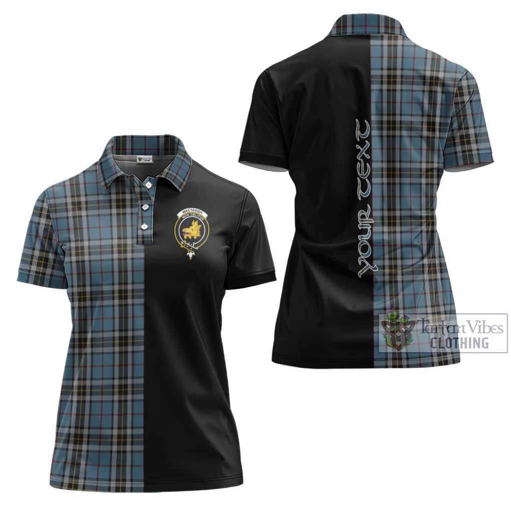 MacTavish Dress Tartan Women's Polo Shirt with Family Crest and Half Of Me Style Women - Tartanvibesclothing Shop