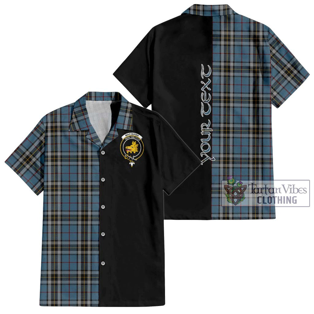 MacTavish Dress Tartan Short Sleeve Button Shirt with Family Crest and Half Of Me Style Kid - Tartanvibesclothing Shop