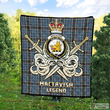 MacTavish Dress Tartan Quilt with Clan Crest and the Golden Sword of Courageous Legacy