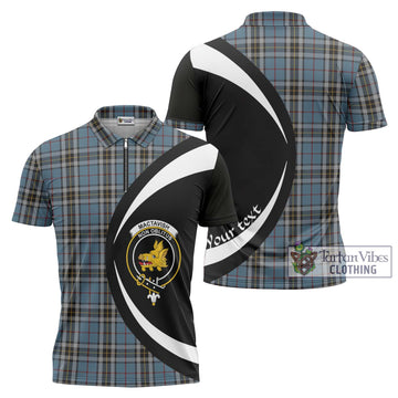 MacTavish Dress Tartan Zipper Polo Shirt with Family Crest Circle Style