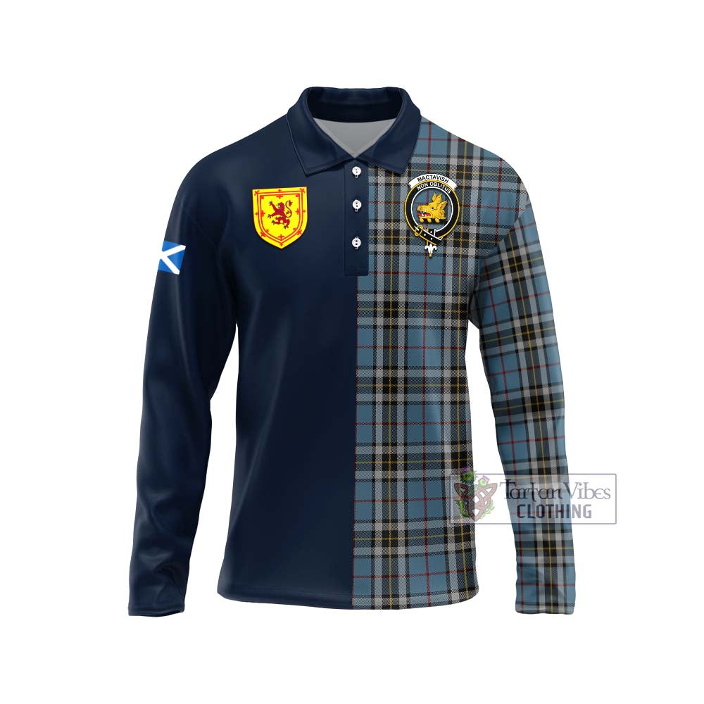 Tartan Vibes Clothing MacTavish Dress Tartan Long Sleeve Polo Shirt with Scottish Lion Royal Arm Half Style