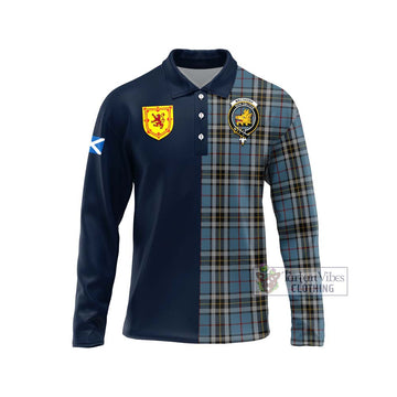 MacTavish Dress Tartan Long Sleeve Polo Shirt Alba with Scottish Lion Royal Arm Half Style