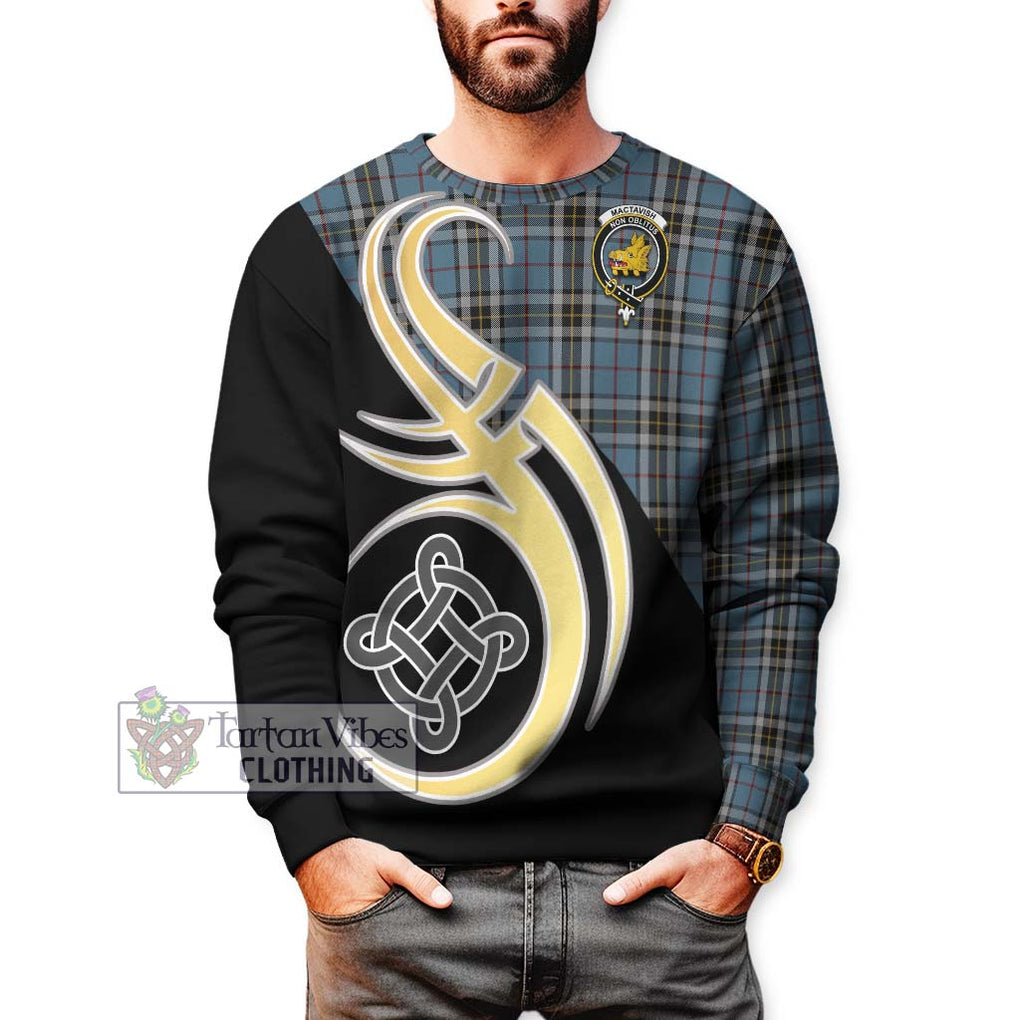 MacTavish Dress Tartan Sweatshirt with Family Crest and Celtic Symbol Style Unisex - Tartan Vibes Clothing