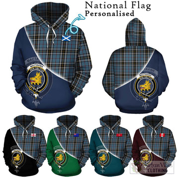 MacTavish Dress Tartan Hoodie with Personalised National Flag and Family Crest Half Style