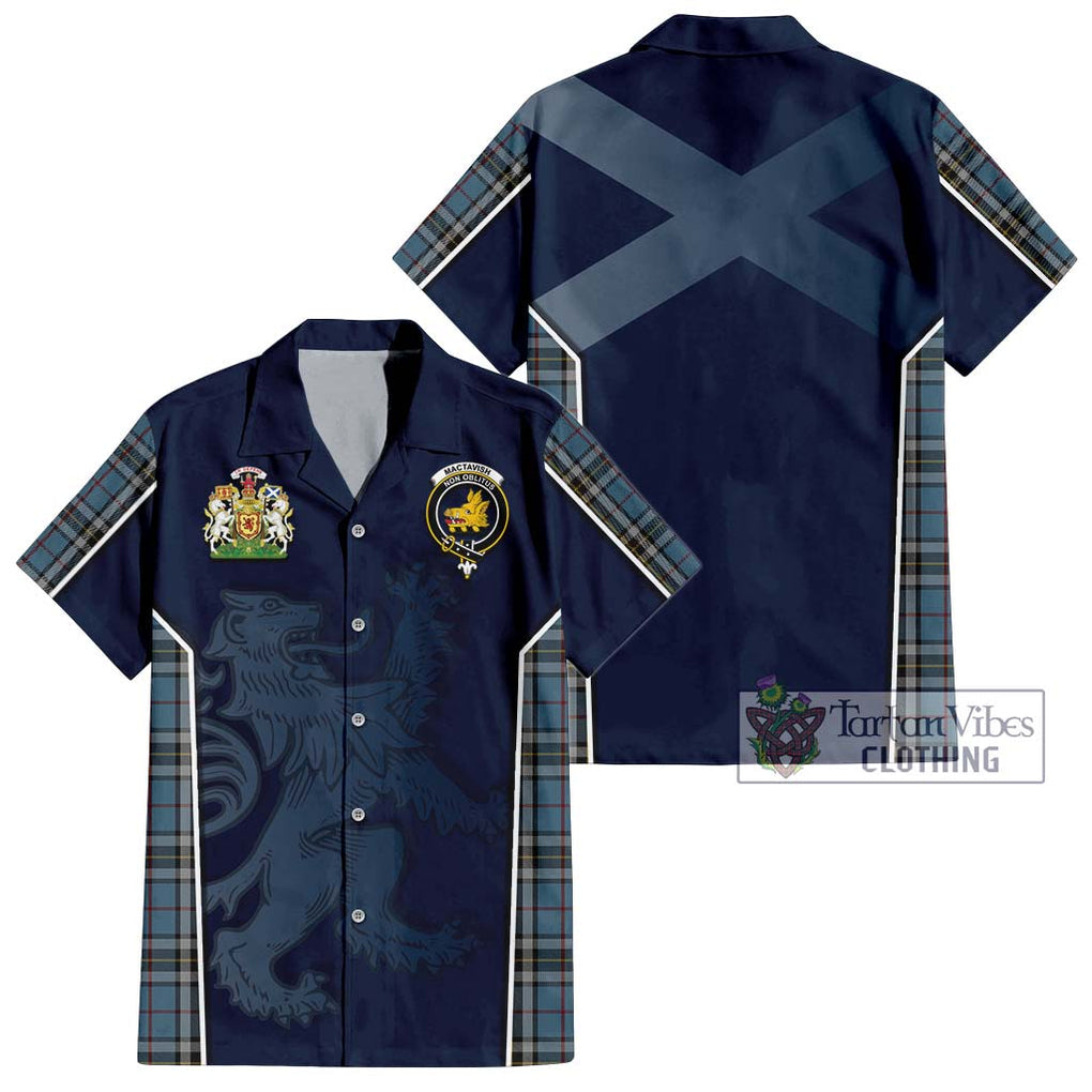 MacTavish Dress Tartan Short Sleeve Button Shirt with Family Crest and Lion Rampant Vibes Sport Style Kid - Tartan Vibes Clothing