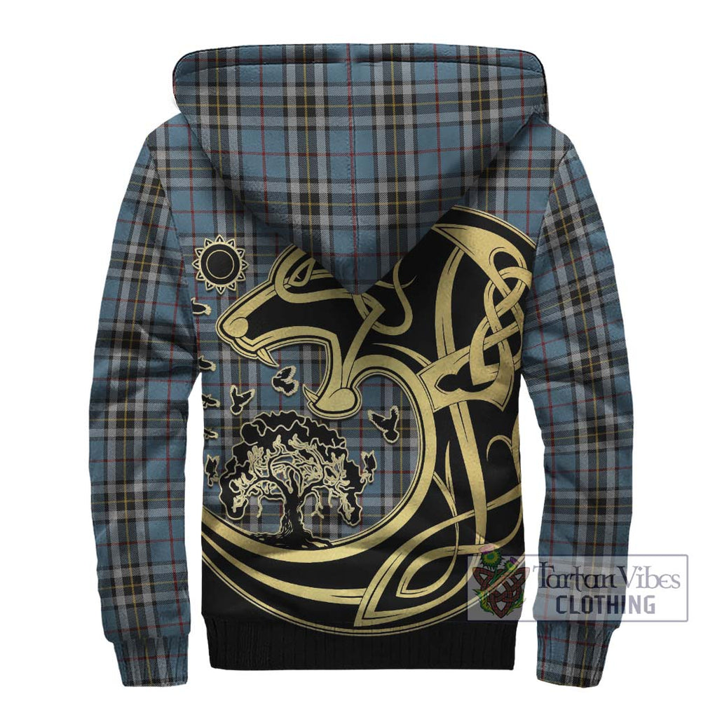 MacTavish Dress Tartan Sherpa Hoodie with Family Crest Celtic Wolf Style - Tartan Vibes Clothing